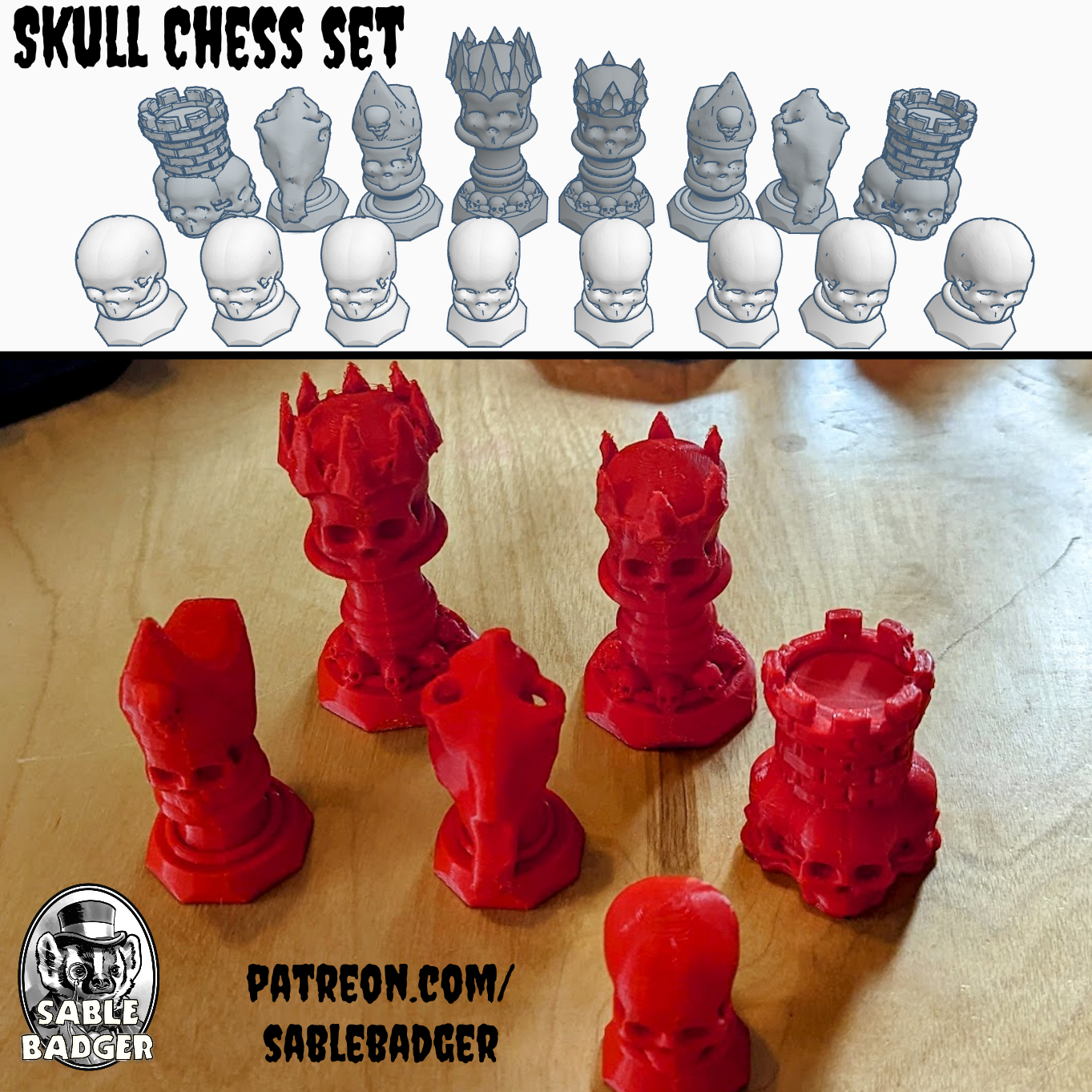 Skull themed Chess Set